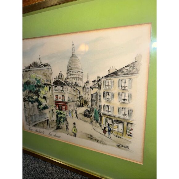 Paris Street Vintage JANICOTTE Watercolor 8x10 Framed/Signed/Title-FREE SHIP - Picture 2 of 10